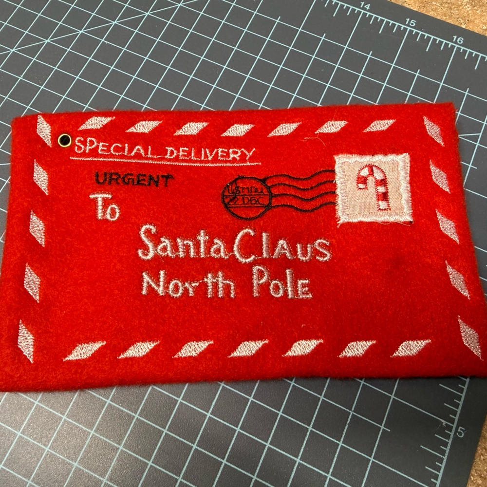 Soft Santa Claus Christmas Fabric Envelope for Xmas Magic or decor